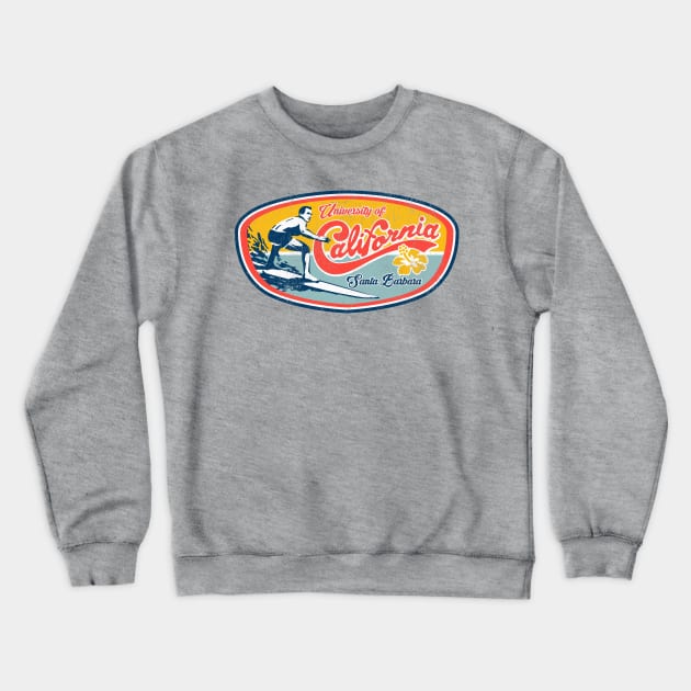 Faded Vintage Retro Surf Style UCSB design graphic Crewneck Sweatshirt by Vector Deluxe